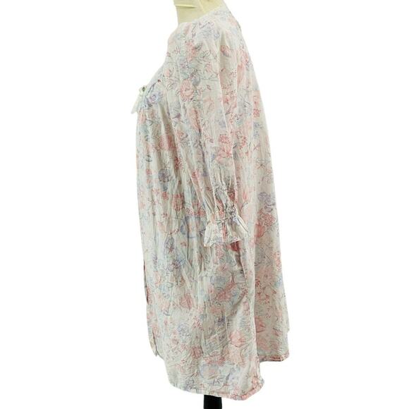 Vintage Lands End House Coat Floral Button Front Robe Lightweight Size Medium - Picture 2 of 7